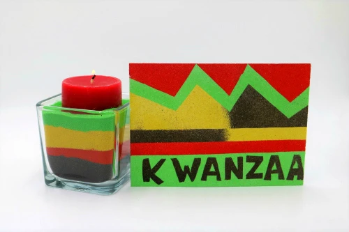 Create a colored sand art board for Kwanzaa with this easy project for all ages.  This Kwanzaa craft project is a great way to teach kids about this special holiday.